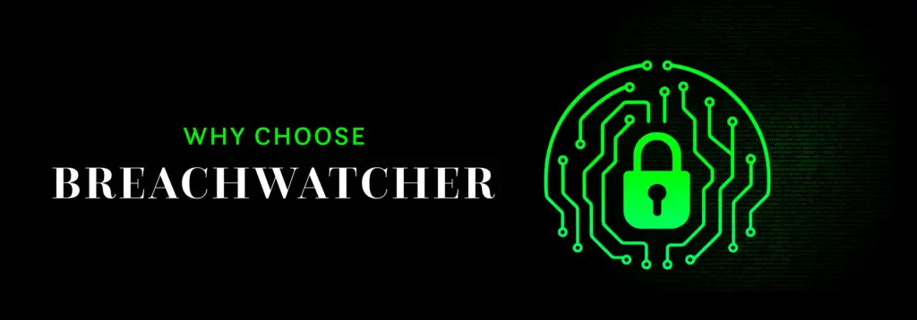 Banner for BreachWatcher cybersecurity solutions highlighting 'Why Choose BreachWatcher'